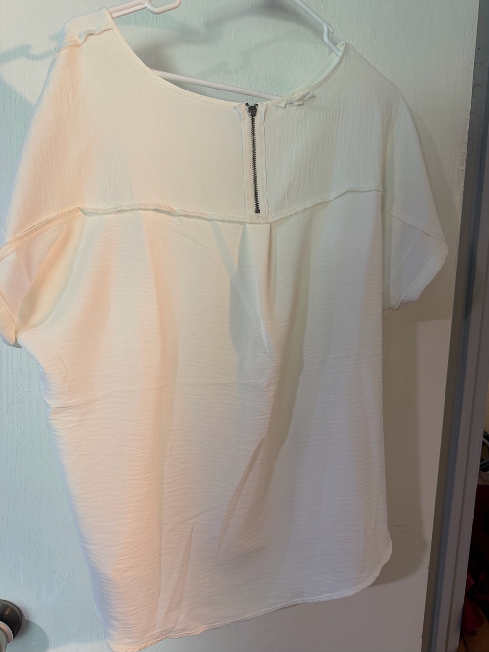 Maurices Ivory Short-Sleeve Top with Back Zipper